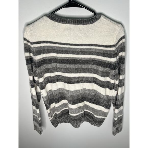 VTG Alfred Dunner Women's Petite Small Sweater Acrylic Rayon Grey White Sequin - Picture 6 of 7
